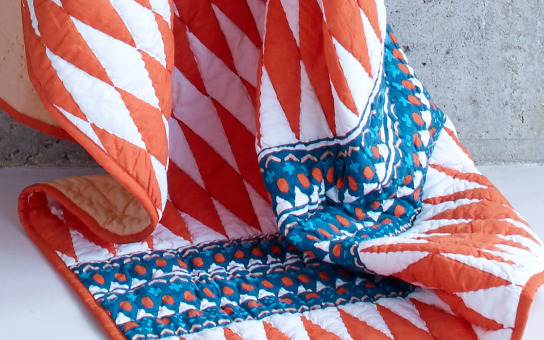Aravalli Quilt - Red Orange Diamond