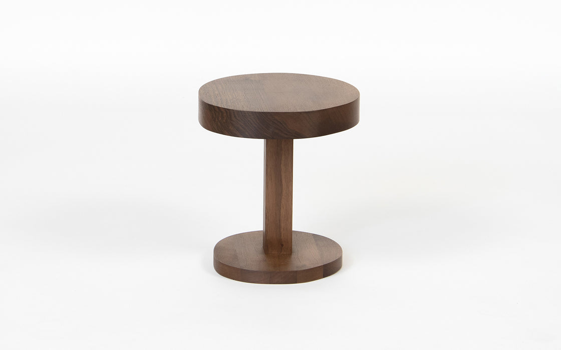 Clearance Right side table (Round Base) - European walnut