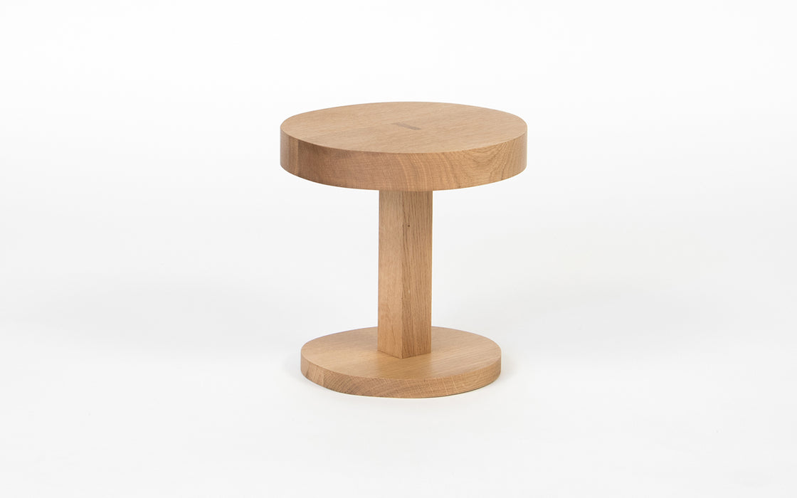 Clearance Right side table (Round Base) - European oak