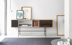 Aura console with sliding doors - natural oak