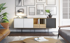 Aura sideboard - natural oak, white & graphite