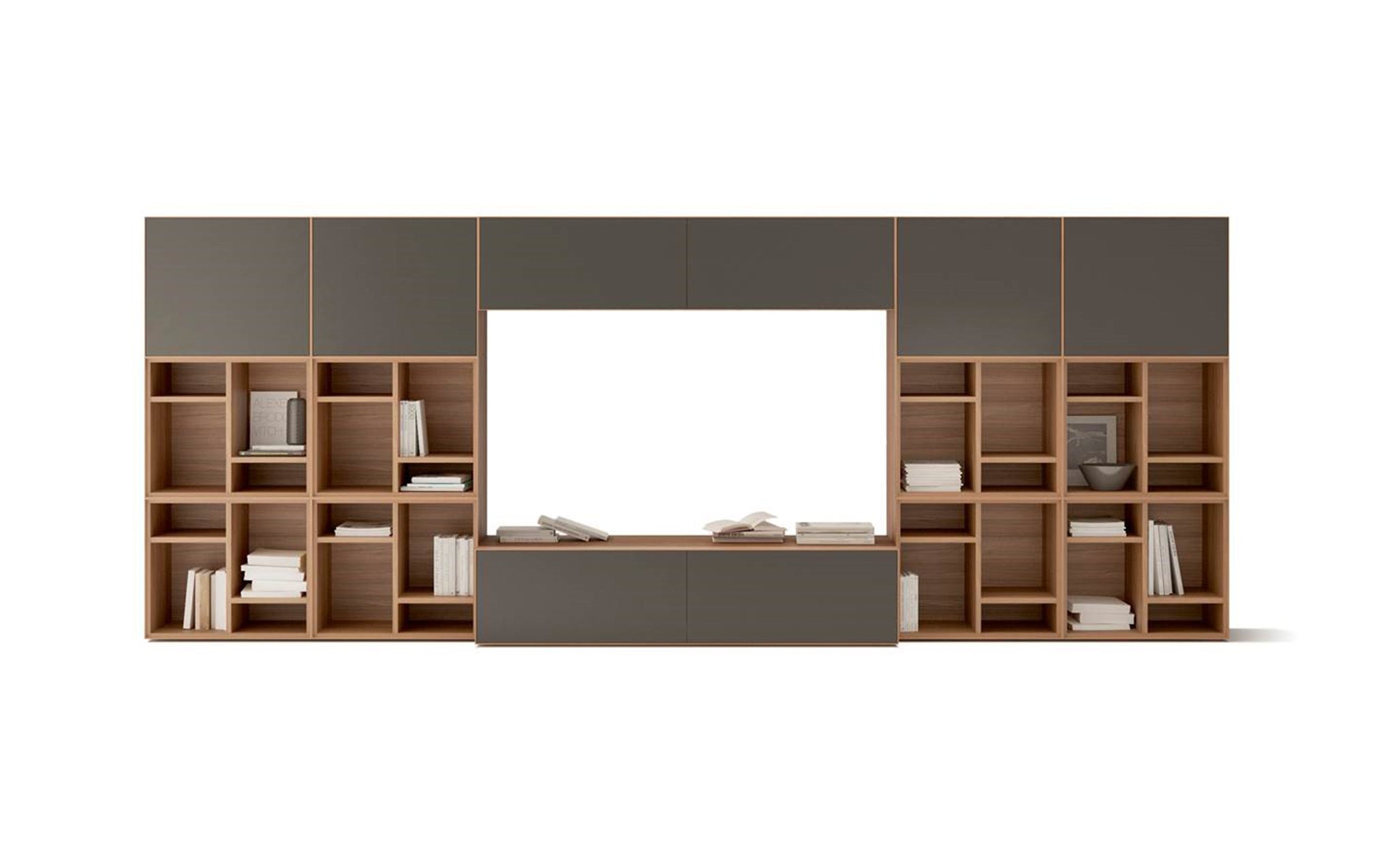 Lauki TV cabinet composition - walnut & graphite