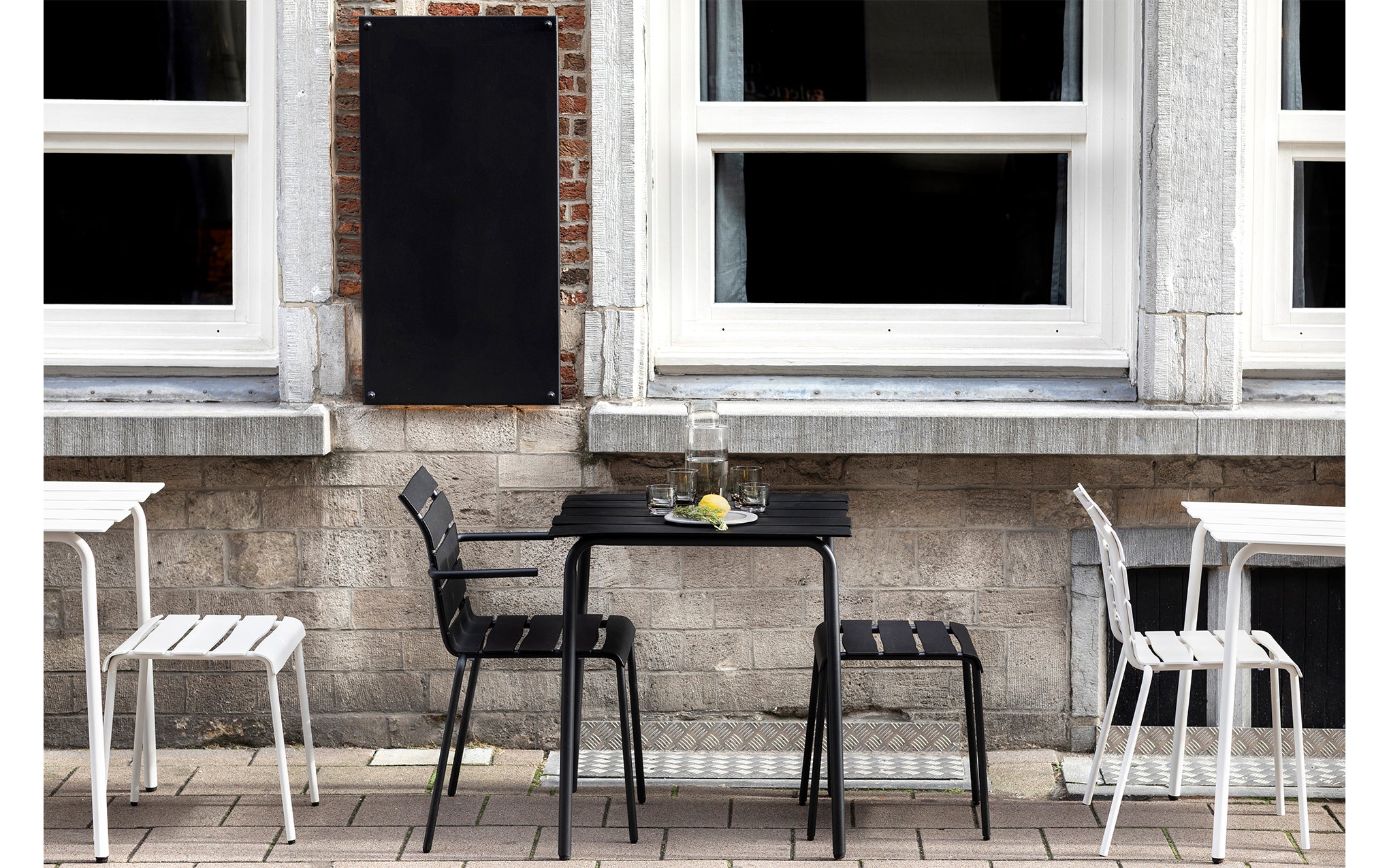 Aligned dining armchair