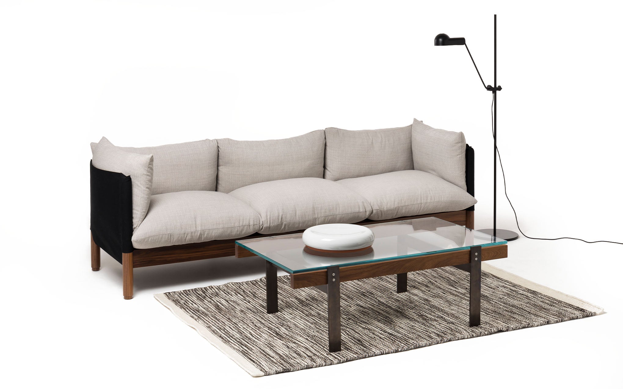 Tepee three seat sofa - oak, white sling