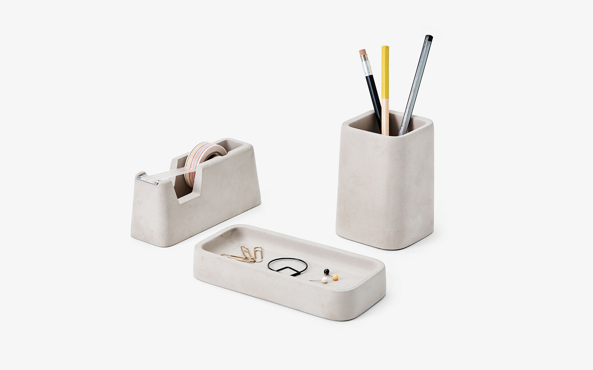 Concrete desk set by Magnus Pettersen for Areaware SCP