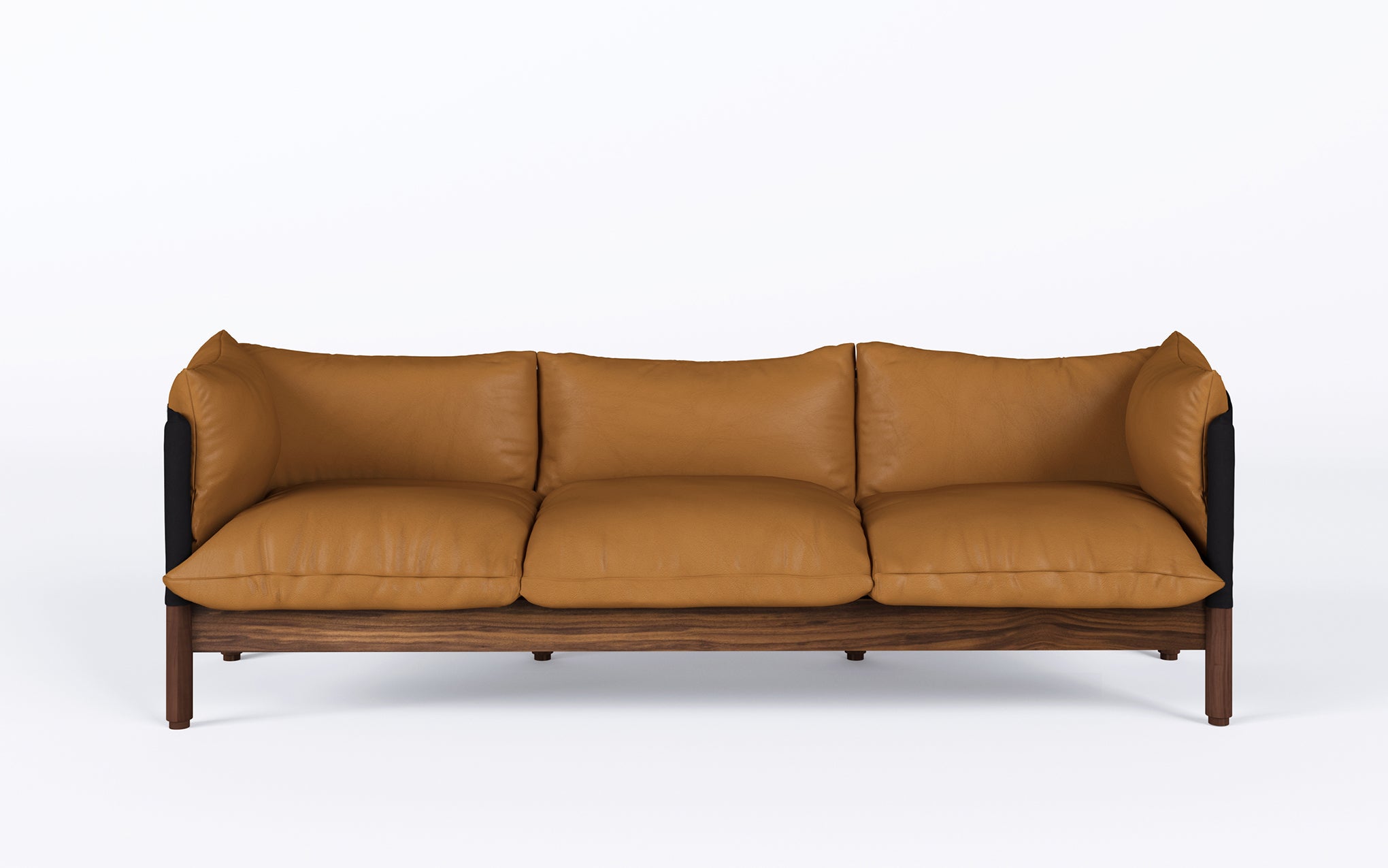 Tepee three seat sofa - walnut, black sling