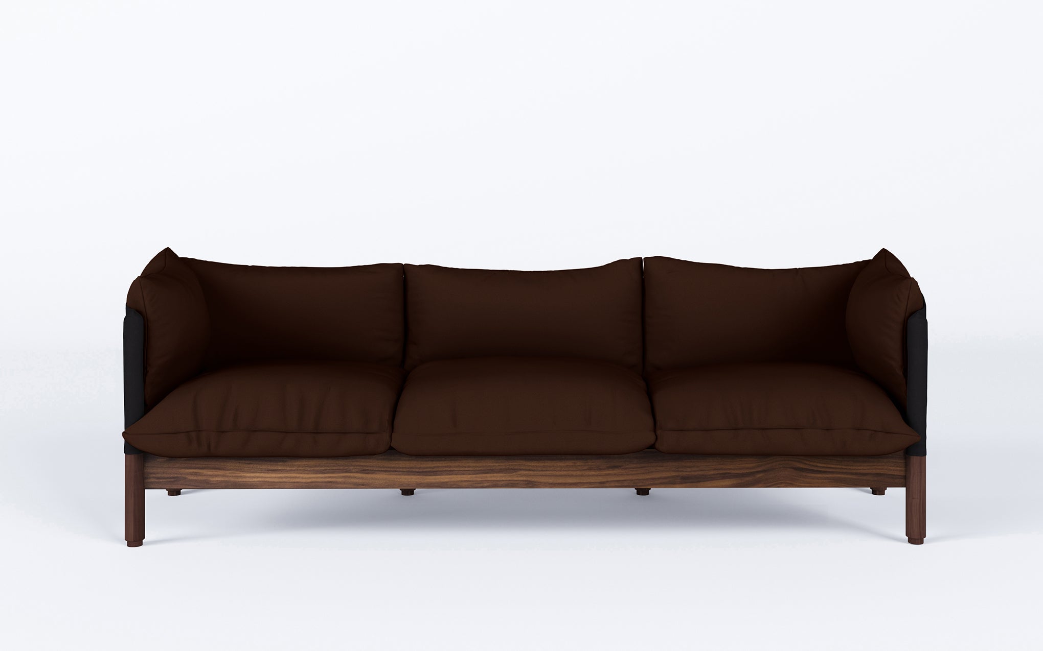 Tepee three seat sofa - walnut, black sling