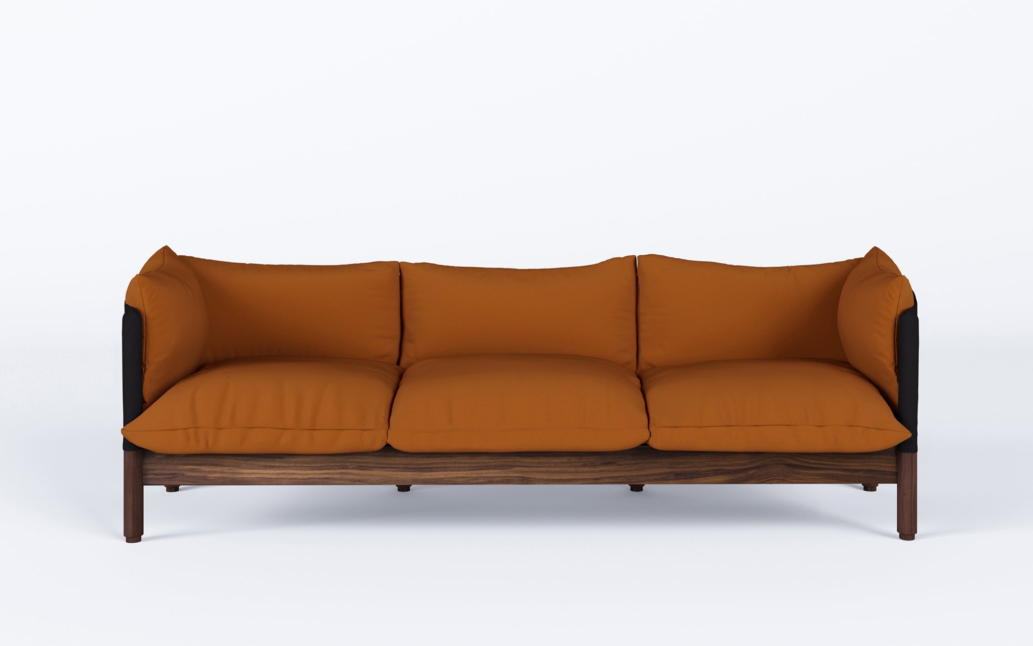 Tepee three seat sofa - walnut, black sling