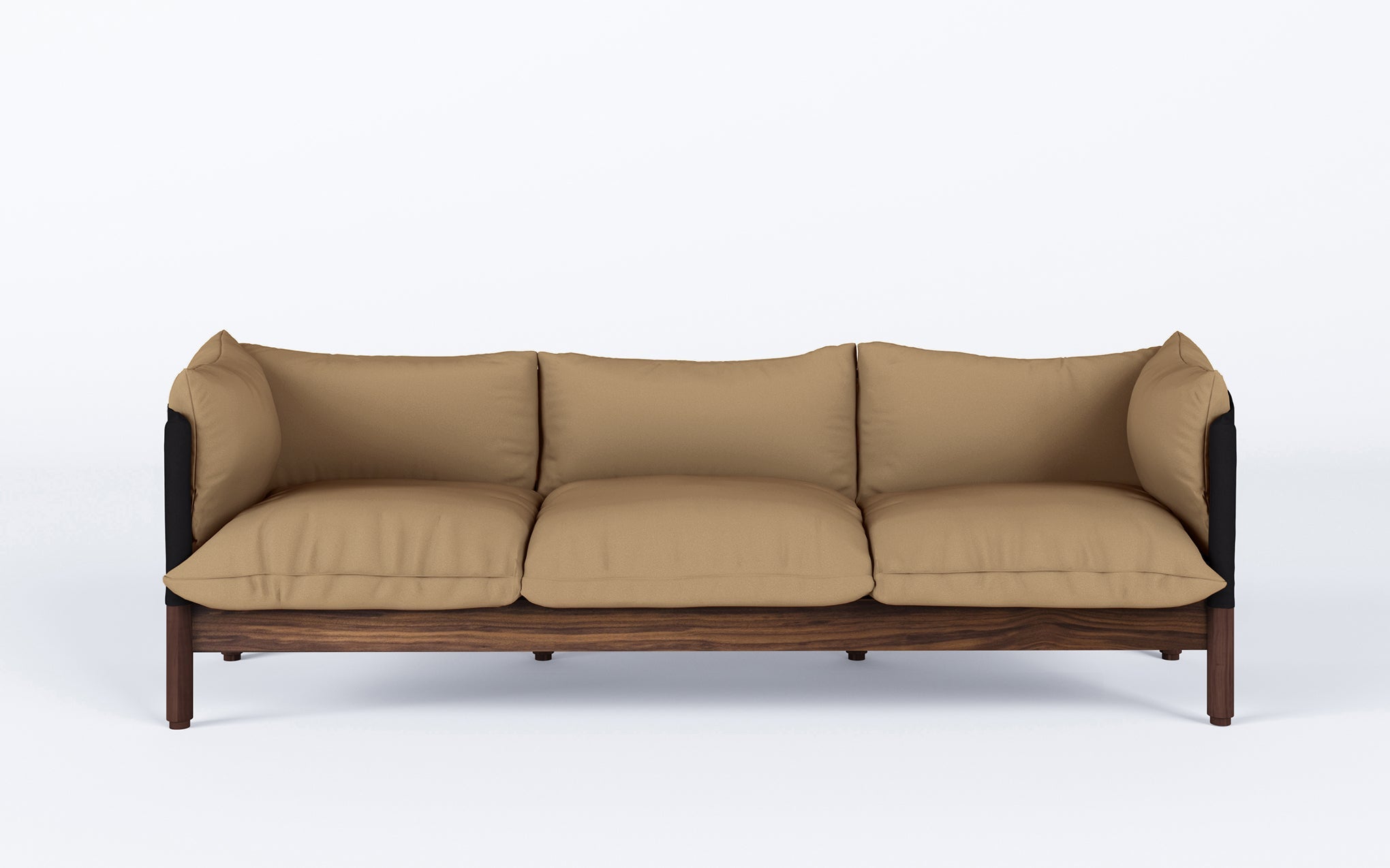 Tepee three seat sofa - walnut, black sling