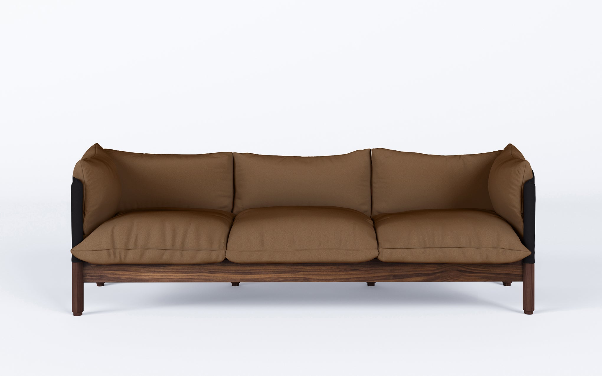 Tepee three seat sofa - walnut, black sling