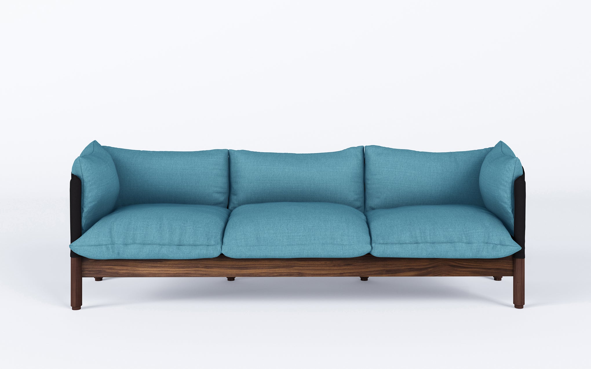 Tepee three seat sofa - walnut, black sling