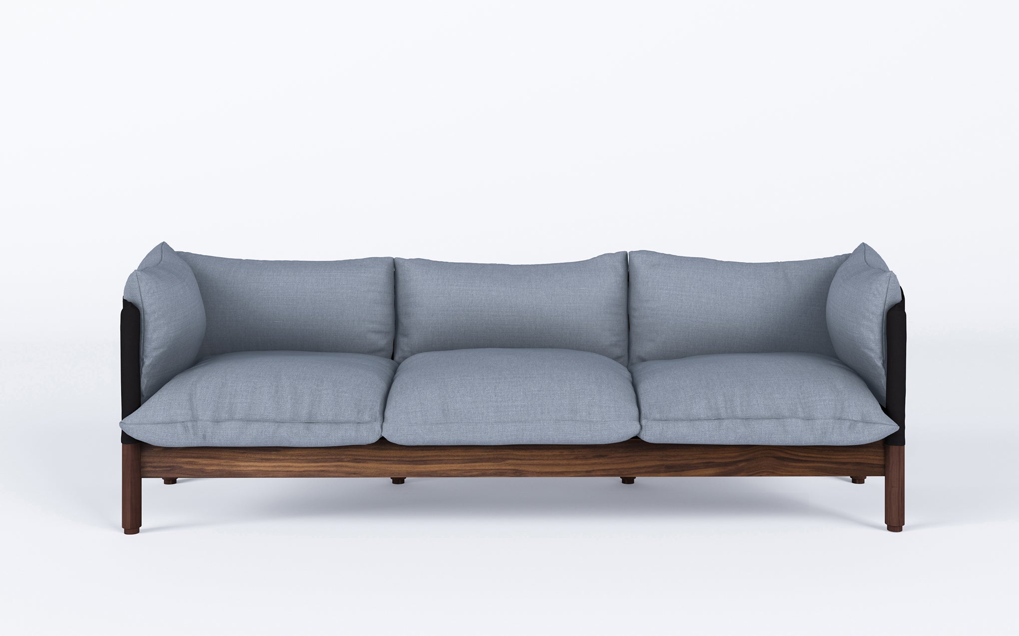 Tepee three seat sofa - walnut, black sling