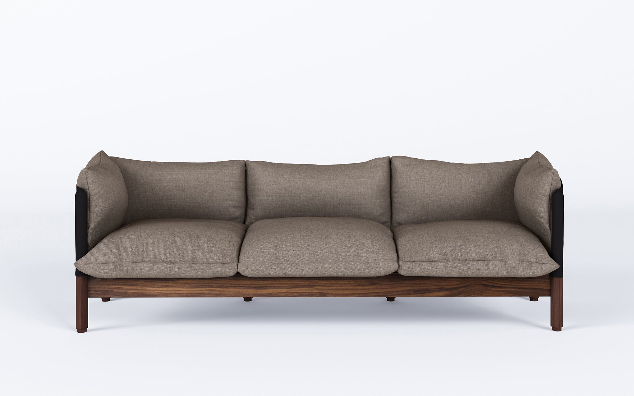 Tepee three seat sofa - walnut, black sling