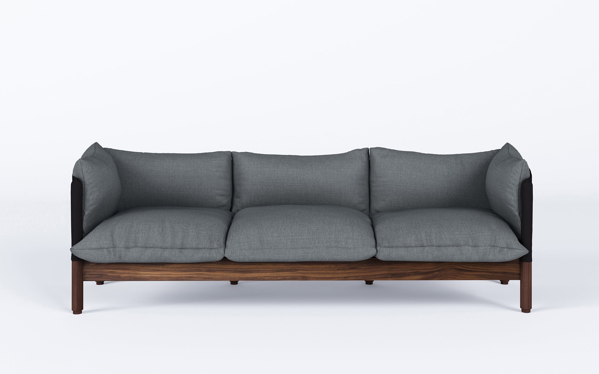 Tepee three seat sofa - walnut, black sling