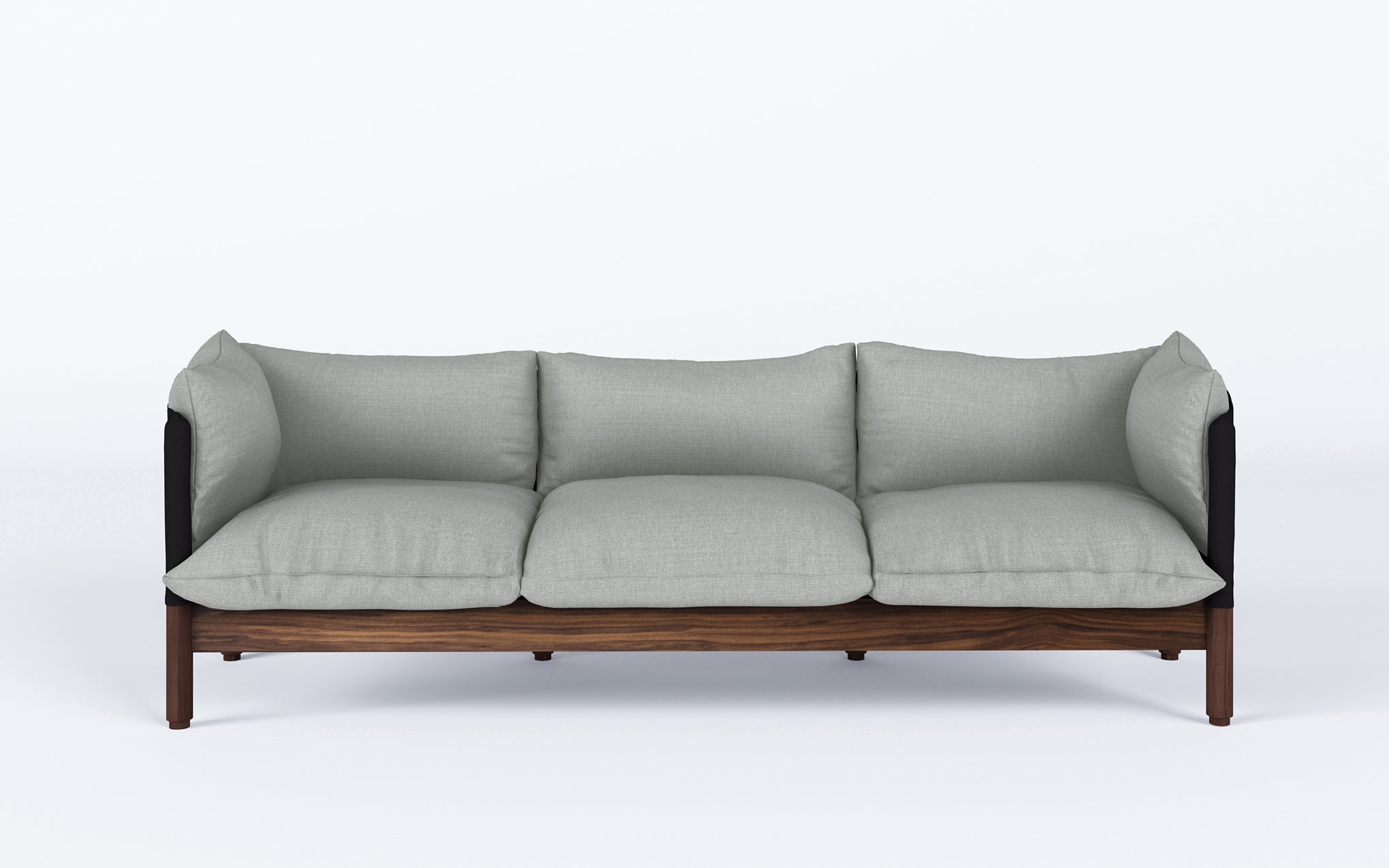 Tepee three seat sofa - walnut, black sling