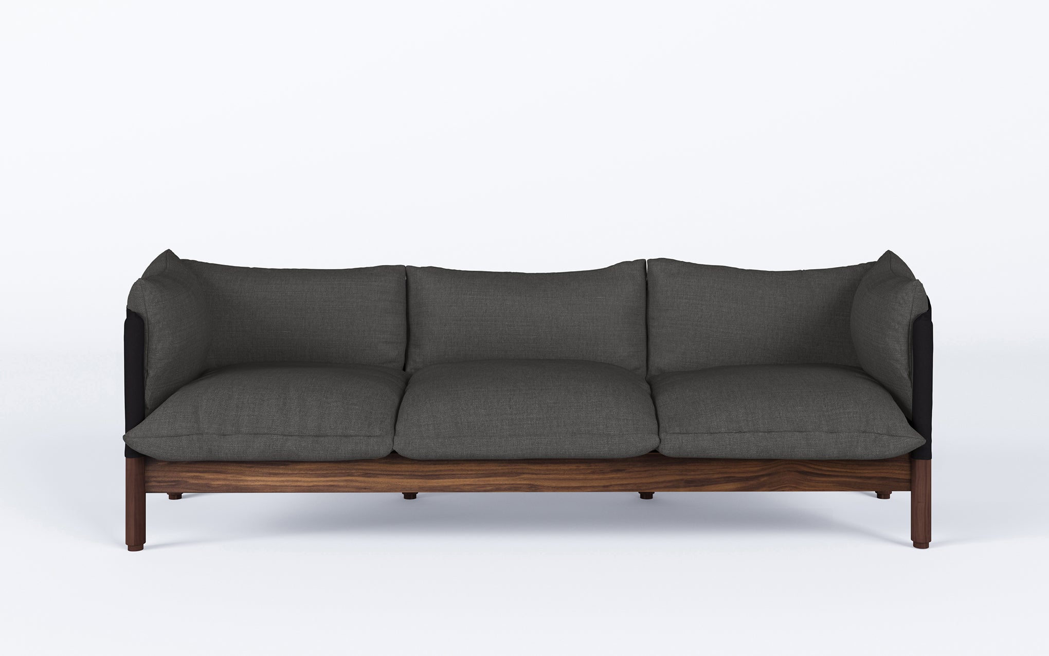 Tepee three seat sofa - walnut, black sling