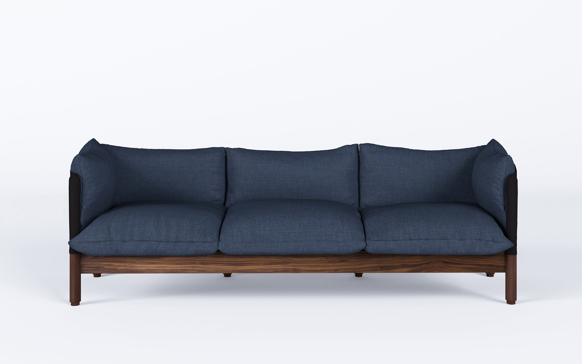 Tepee three seat sofa - walnut, black sling