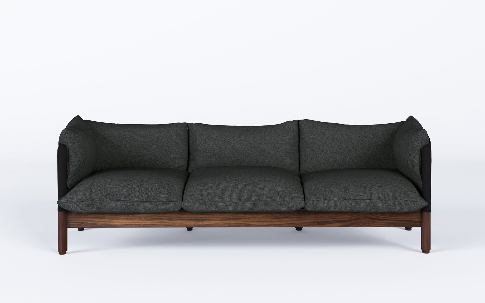 Tepee three seat sofa - walnut, black sling