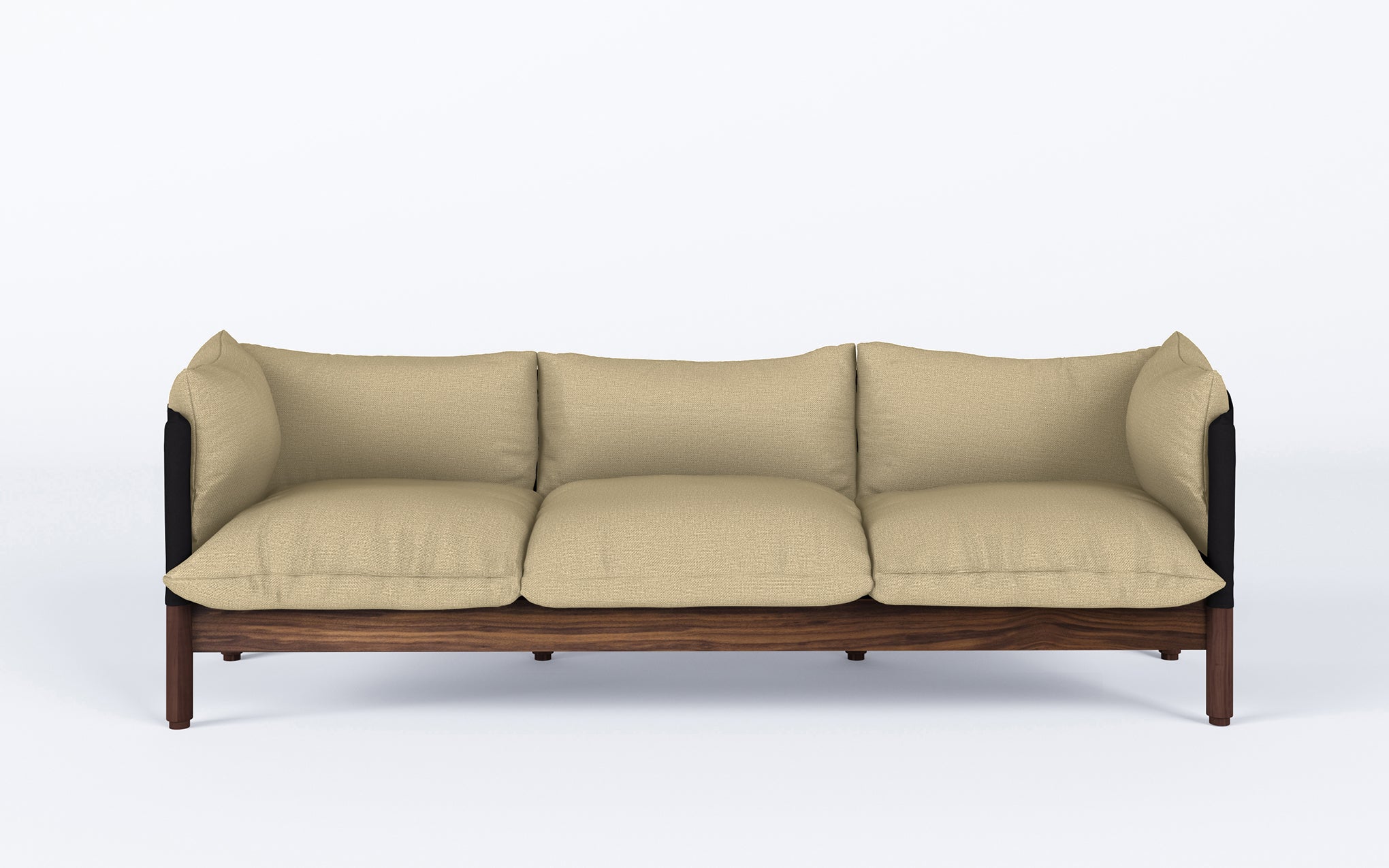 Tepee three seat sofa - walnut, black sling