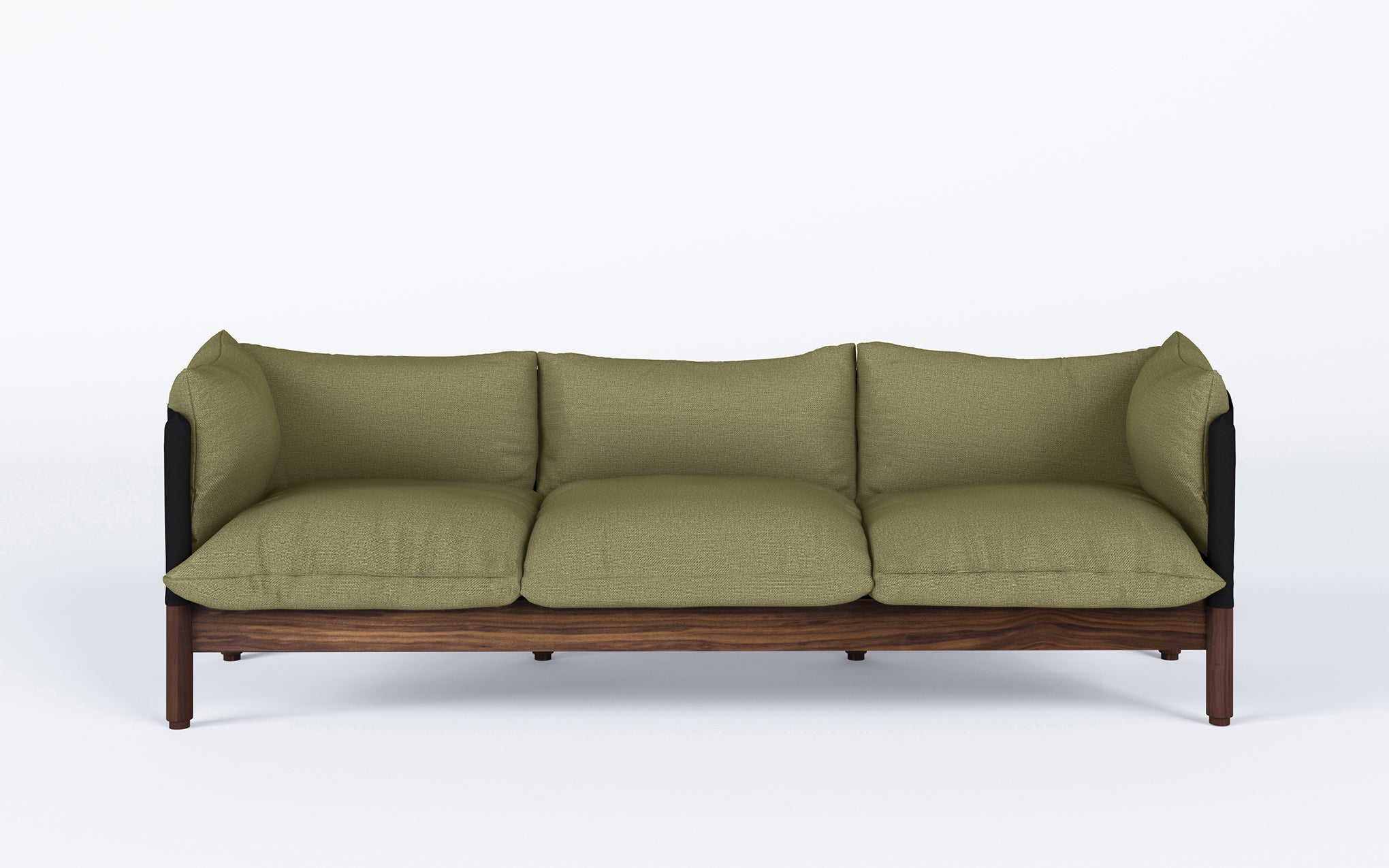 Tepee three seat sofa - walnut, black sling