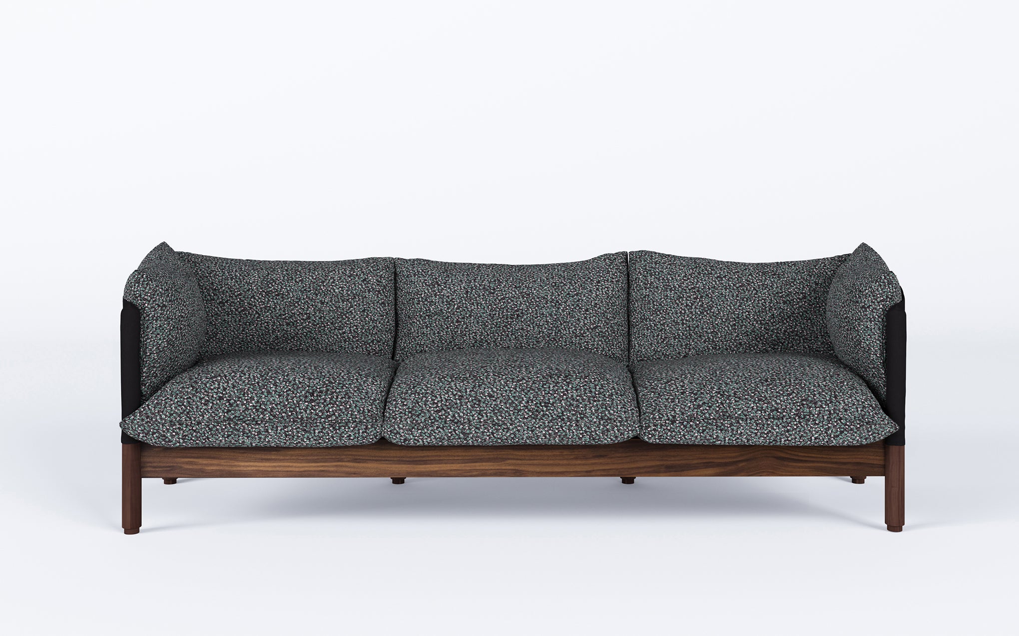 Tepee three seat sofa - walnut, black sling