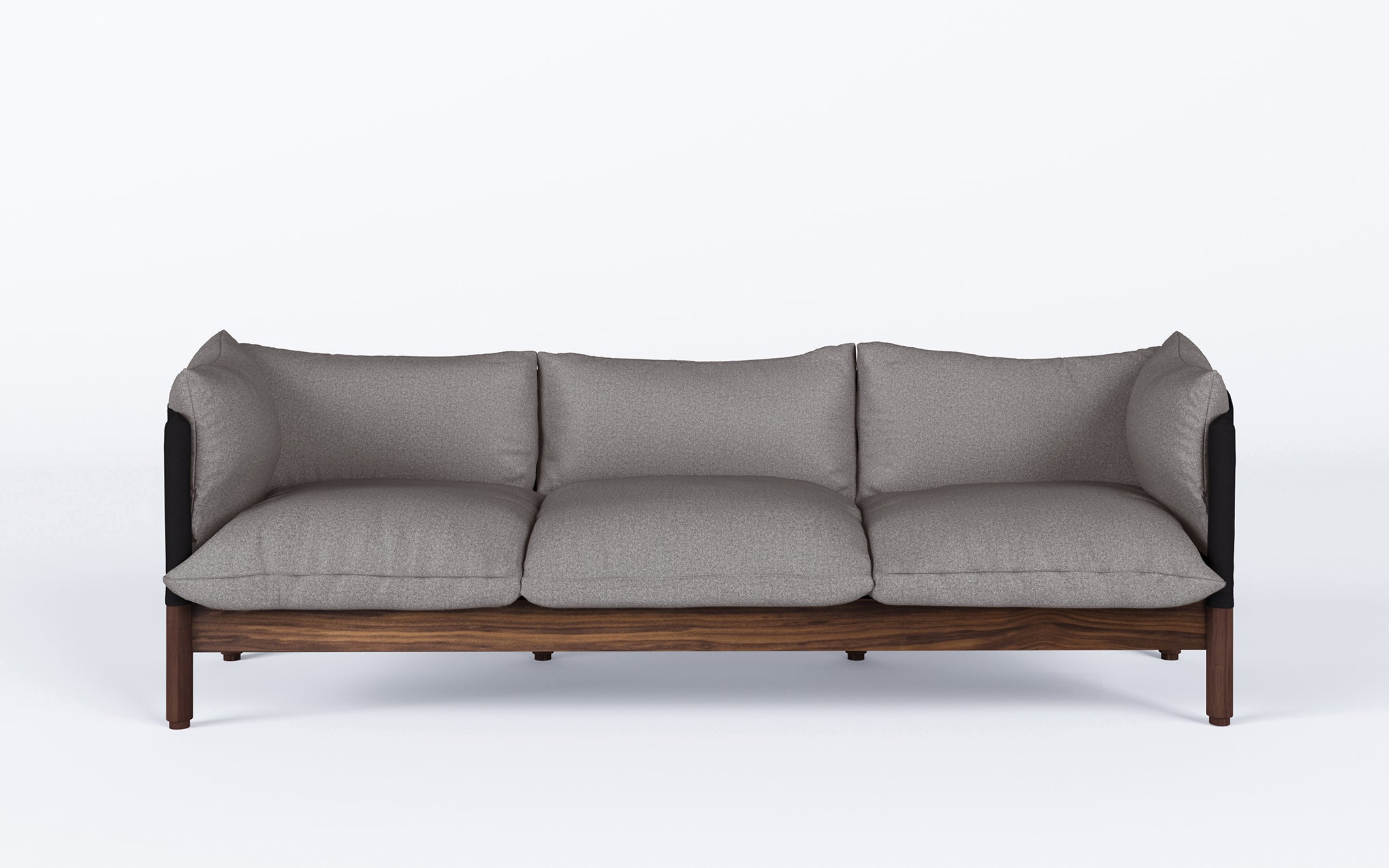 Tepee three seat sofa - walnut, black sling