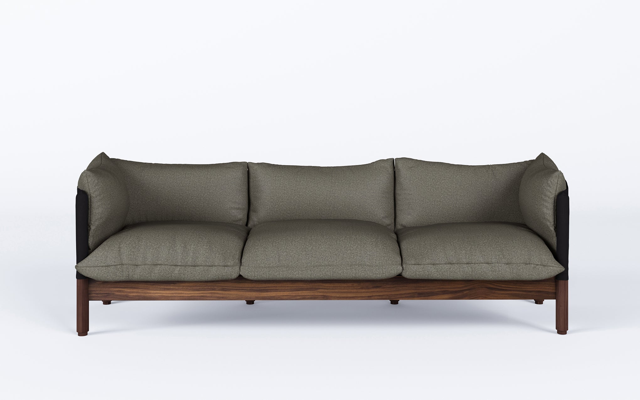 Tepee three seat sofa - walnut, black sling