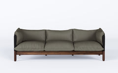 Tepee three seat sofa - walnut, black sling