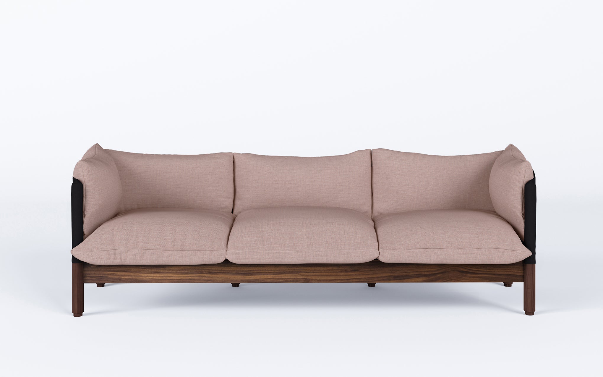 Tepee three seat sofa - walnut, black sling