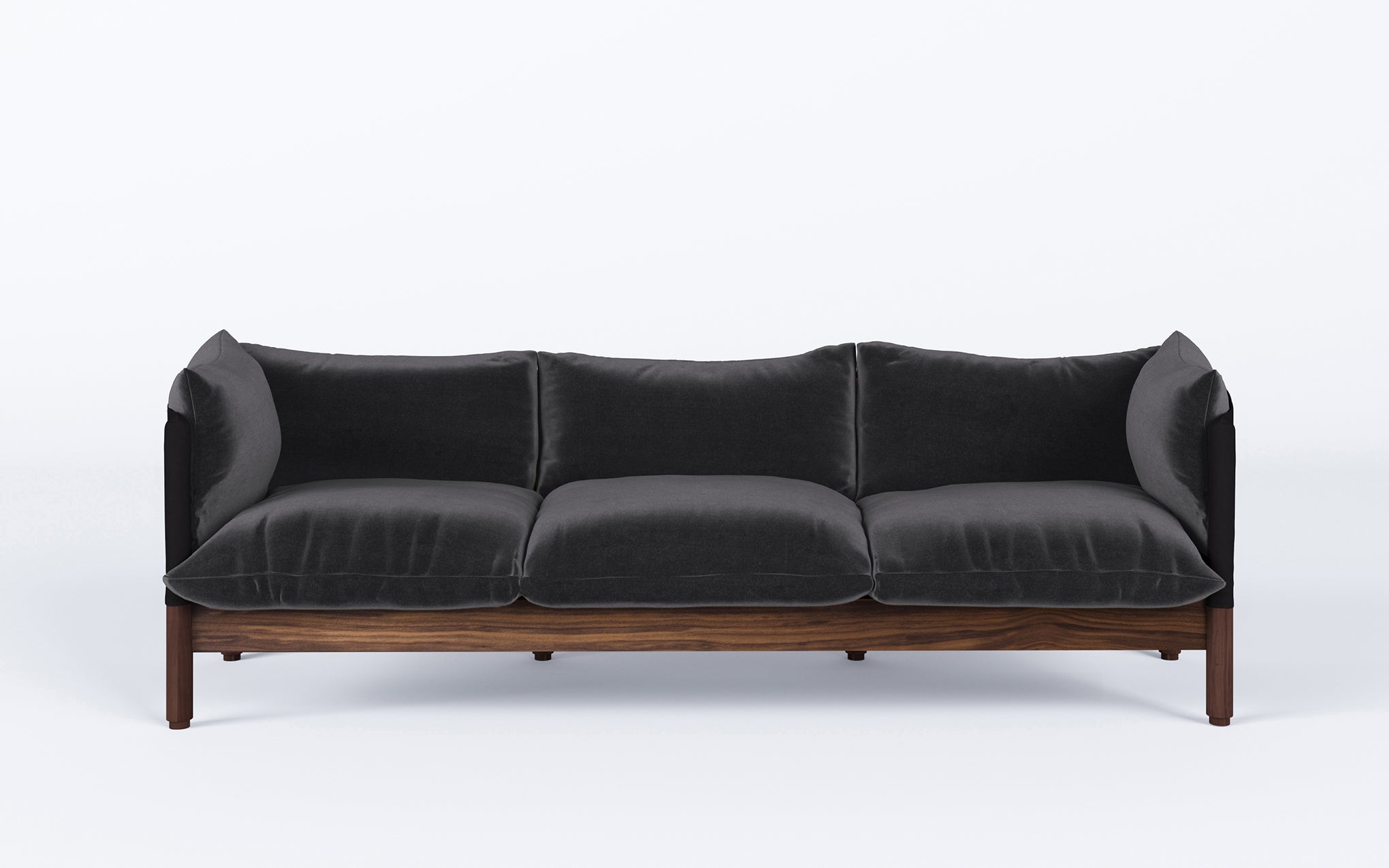 Tepee three seat sofa - walnut, black sling