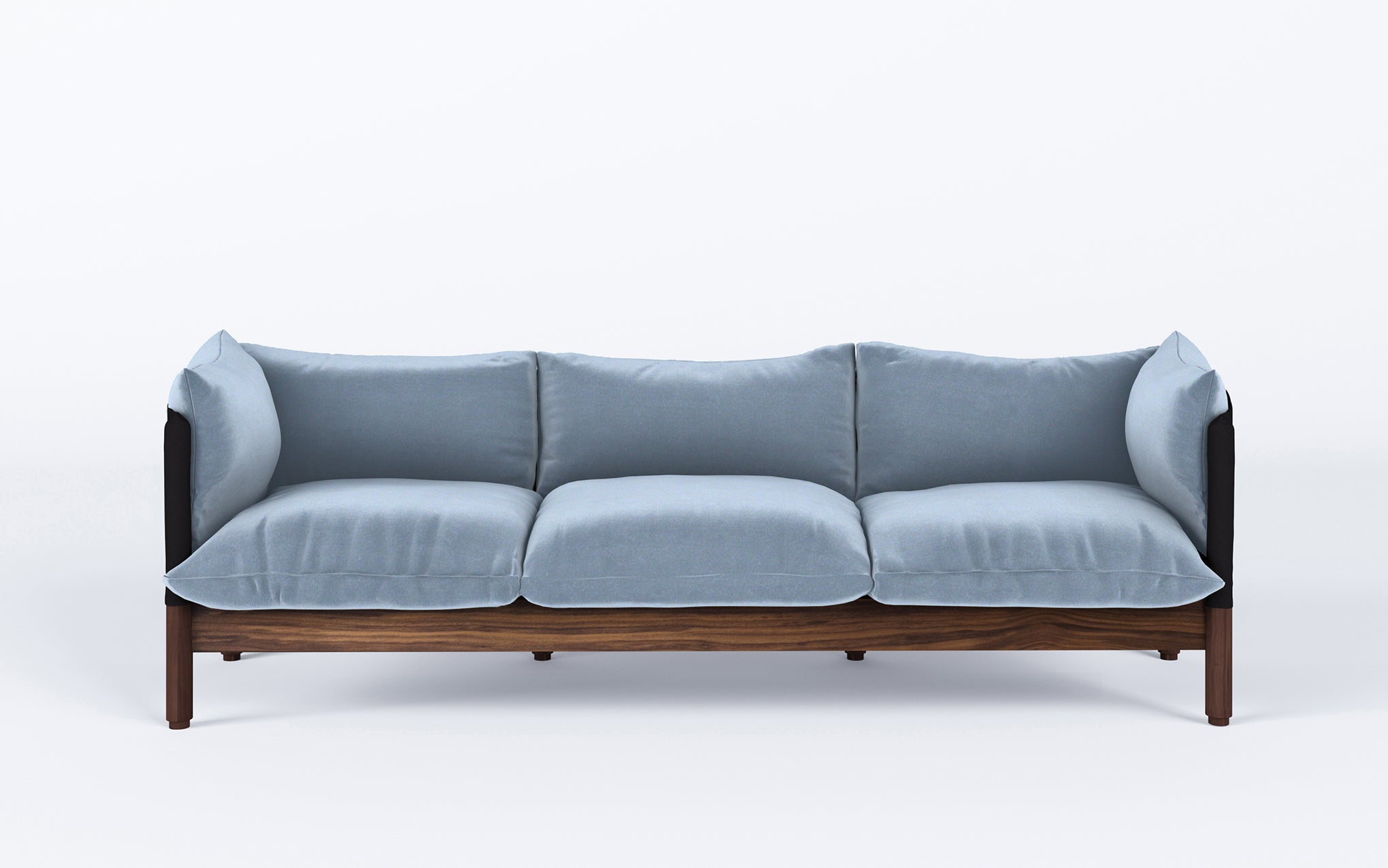 Tepee three seat sofa - walnut, black sling