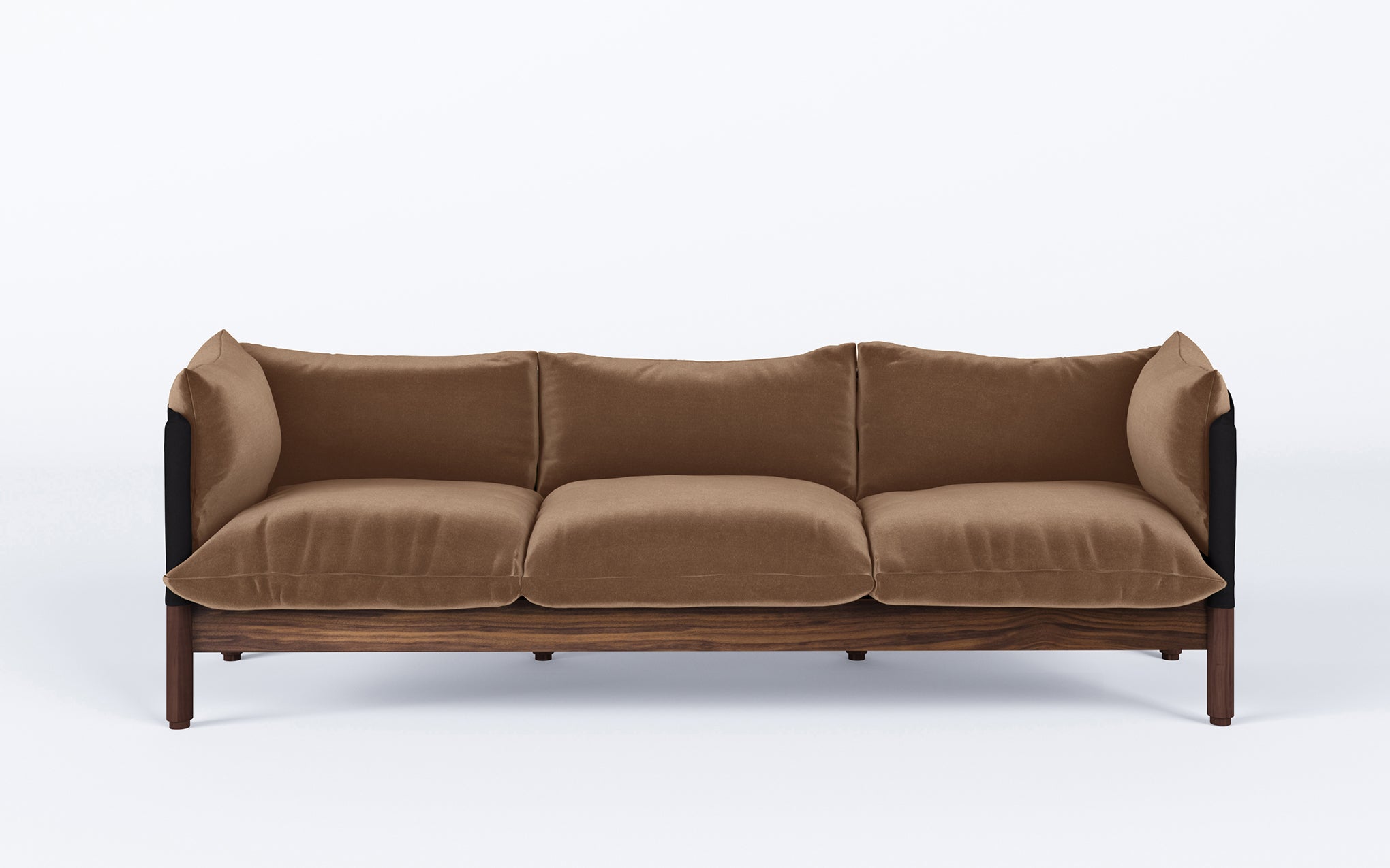 Tepee three seat sofa - walnut, black sling