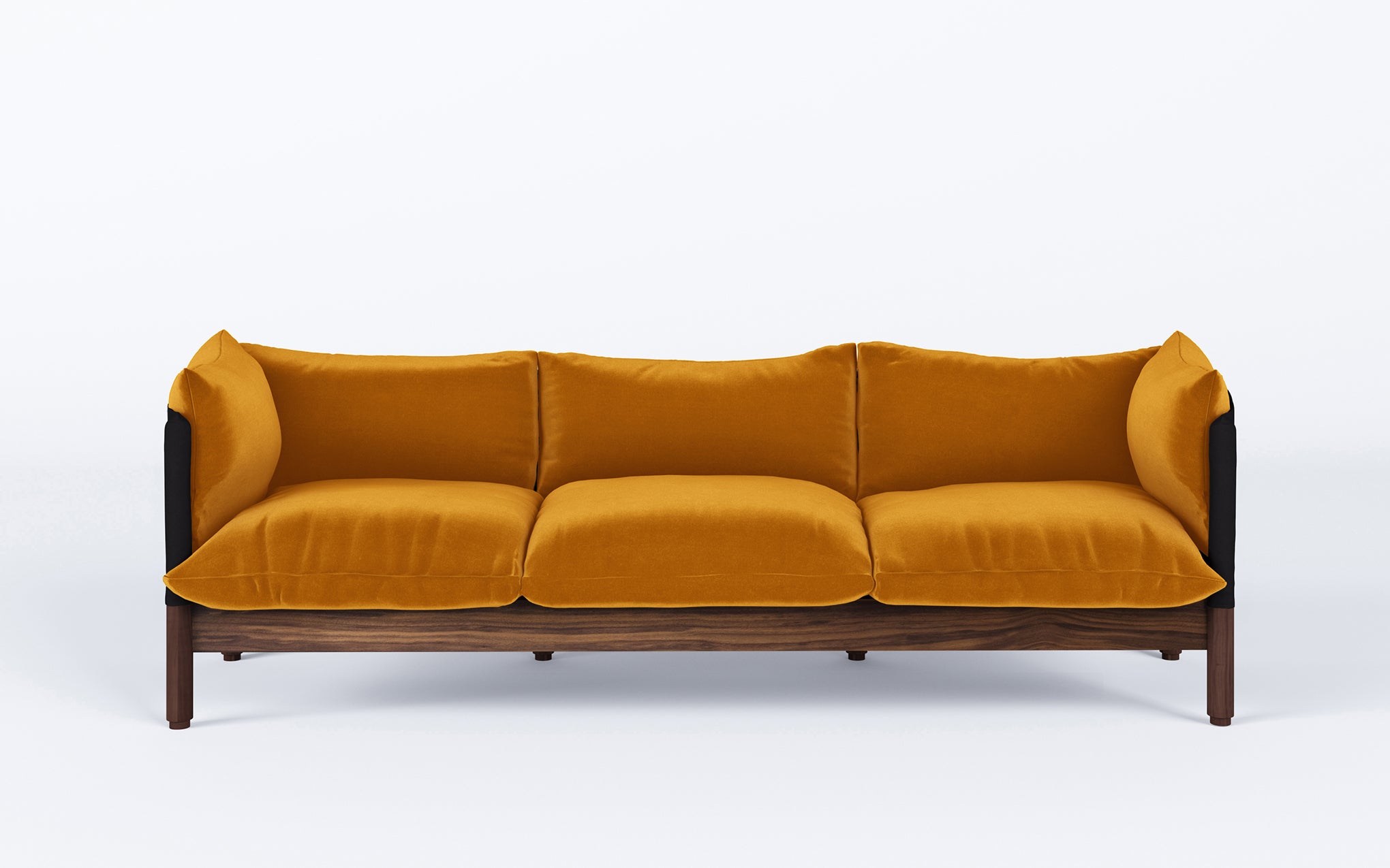 Tepee three seat sofa - walnut, black sling