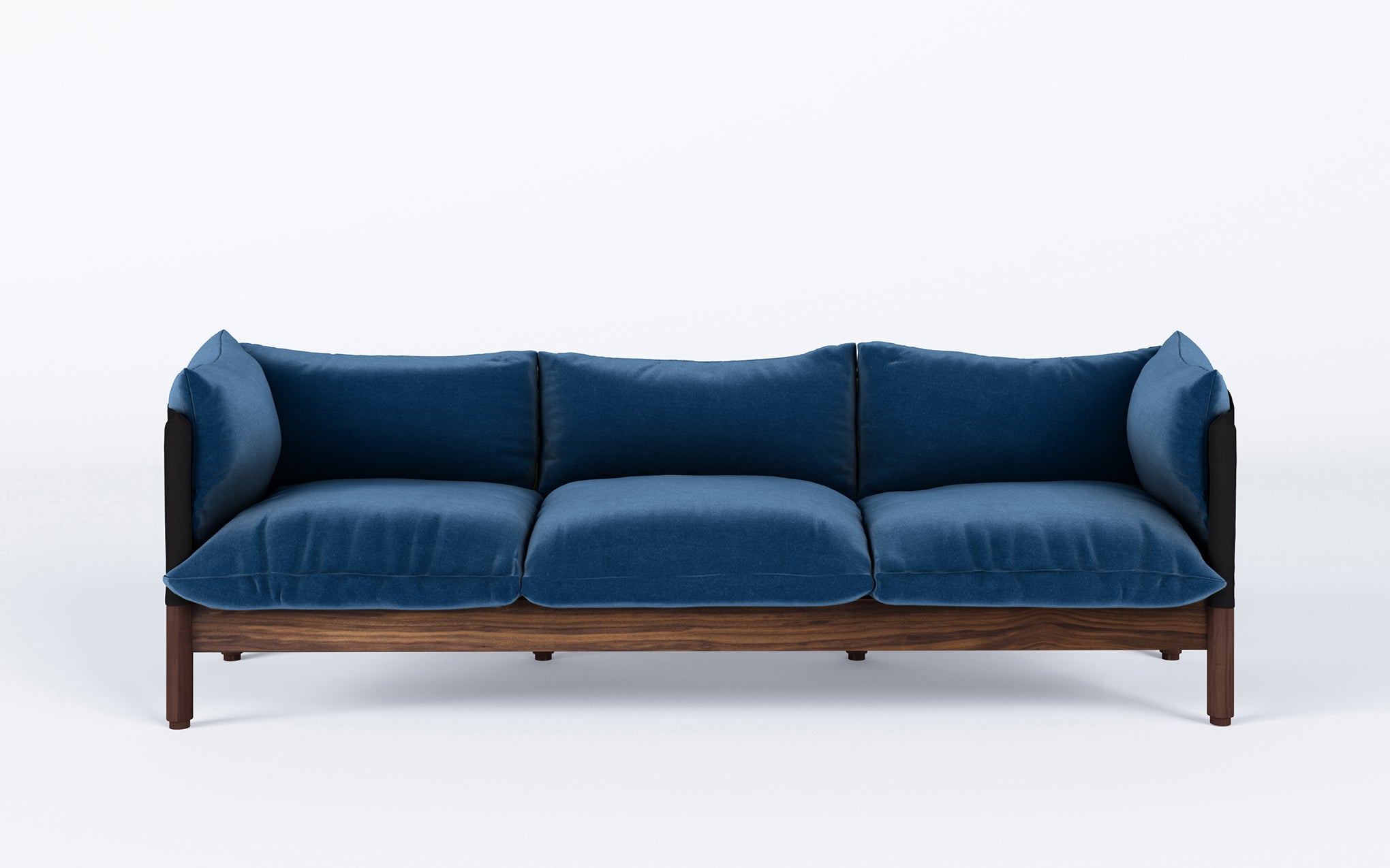 Tepee three seat sofa - walnut, black sling