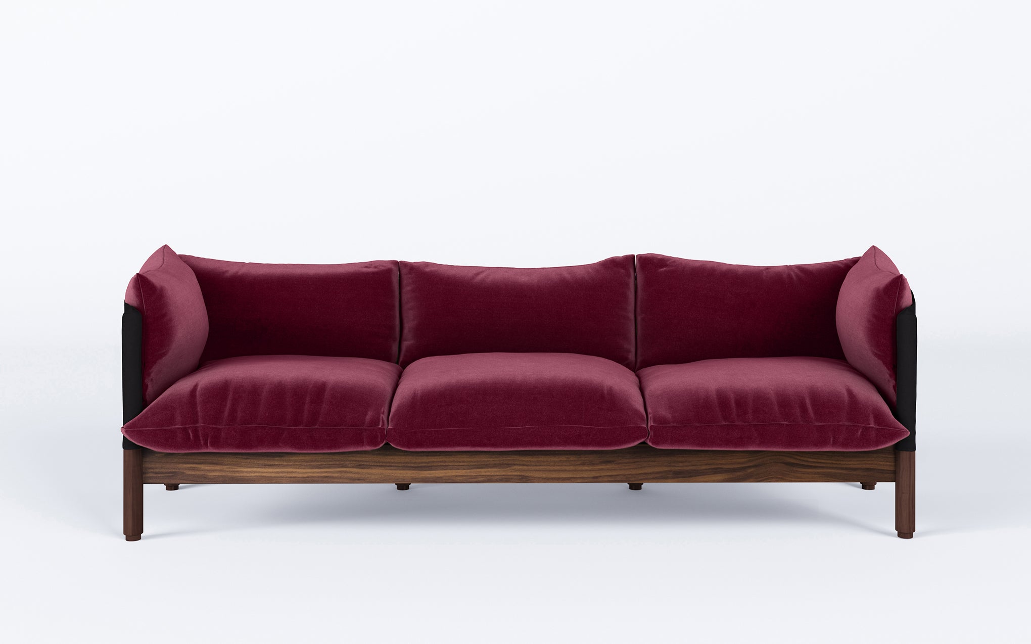 Tepee three seat sofa - walnut, black sling