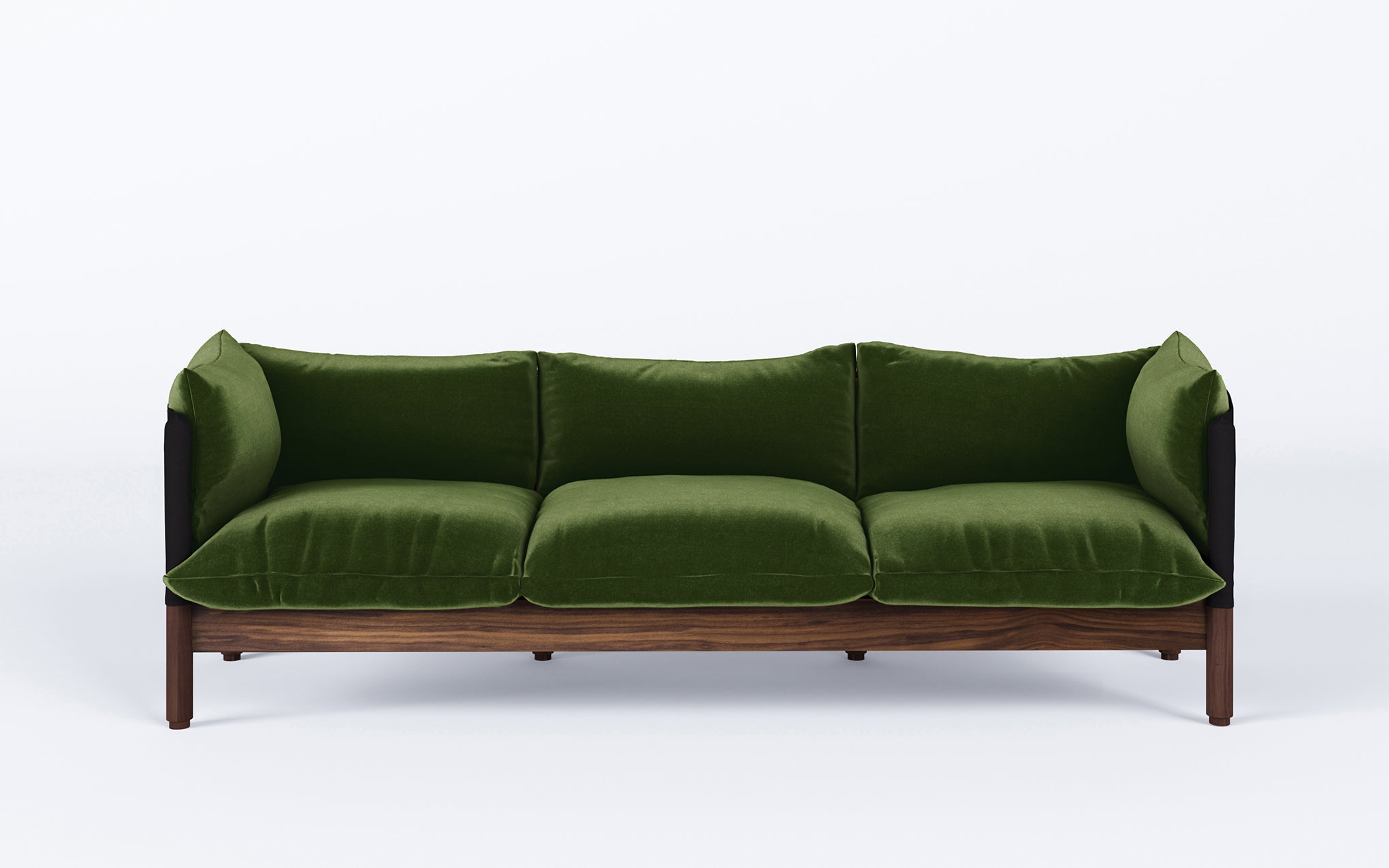 Tepee three seat sofa - walnut, black sling