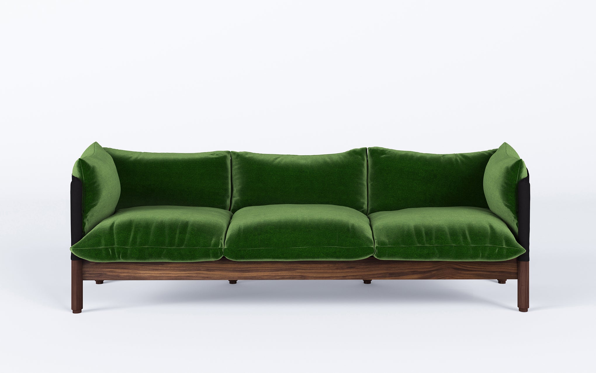 Tepee three seat sofa - walnut, black sling