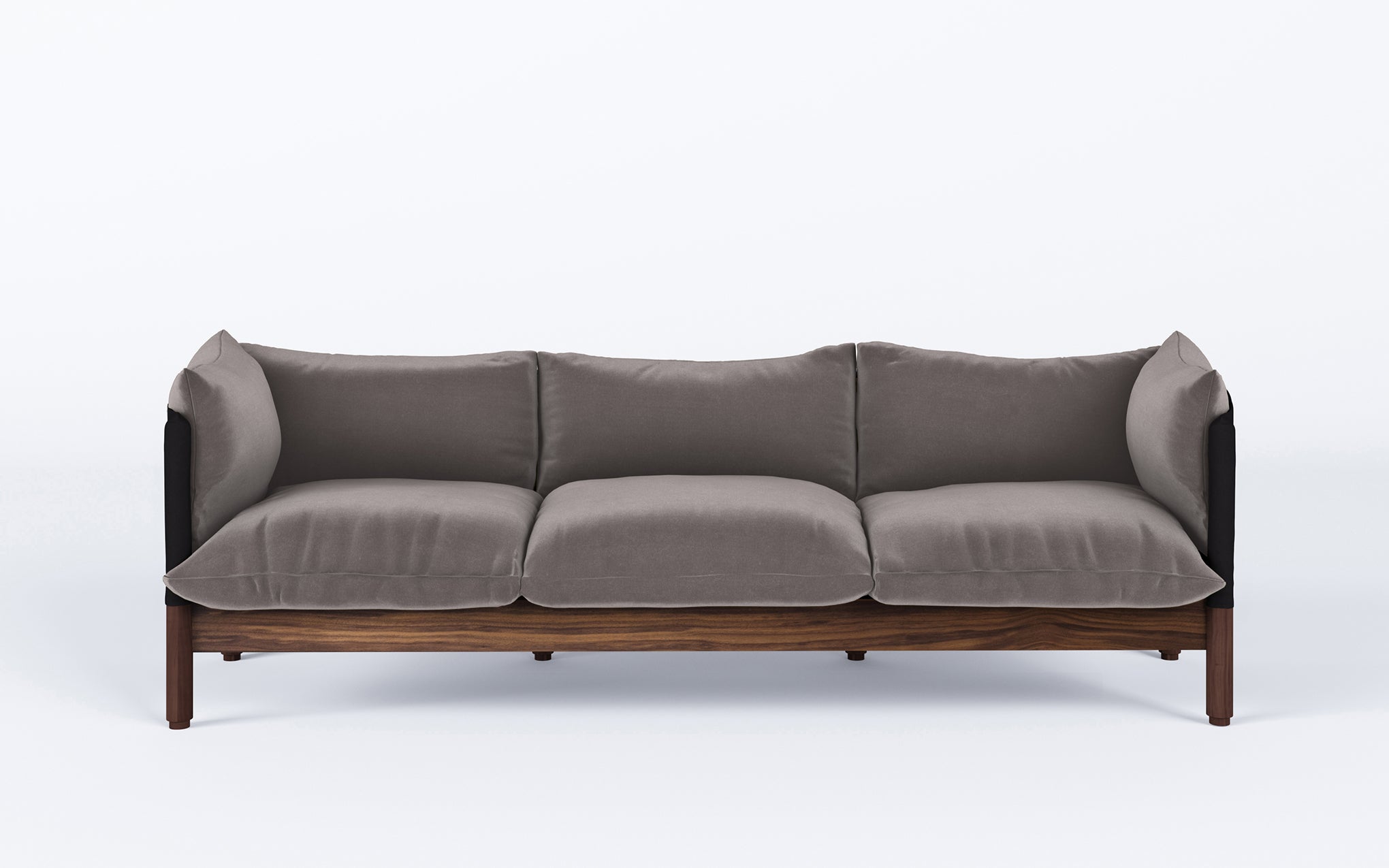 Tepee three seat sofa - walnut, black sling