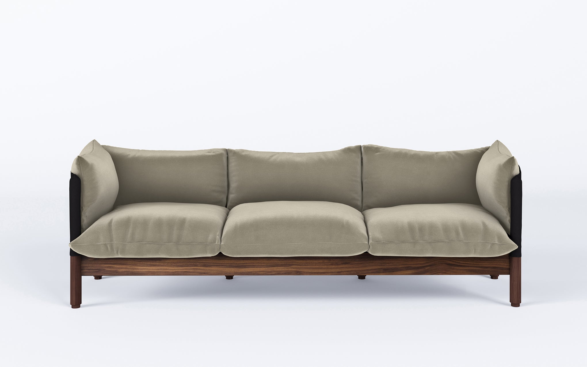 Tepee three seat sofa - walnut, black sling