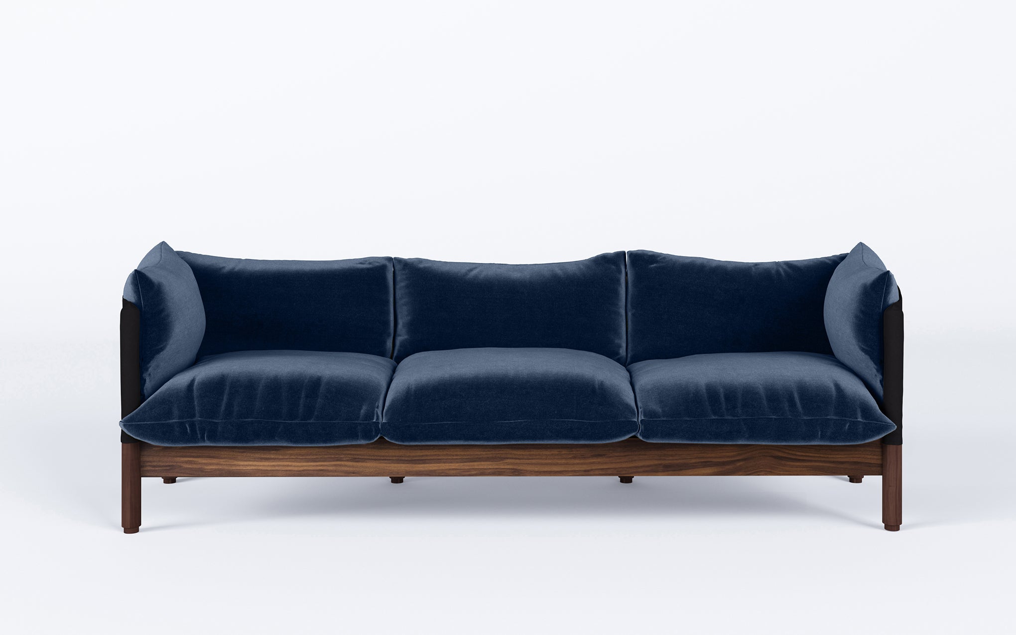 Tepee three seat sofa - walnut, black sling