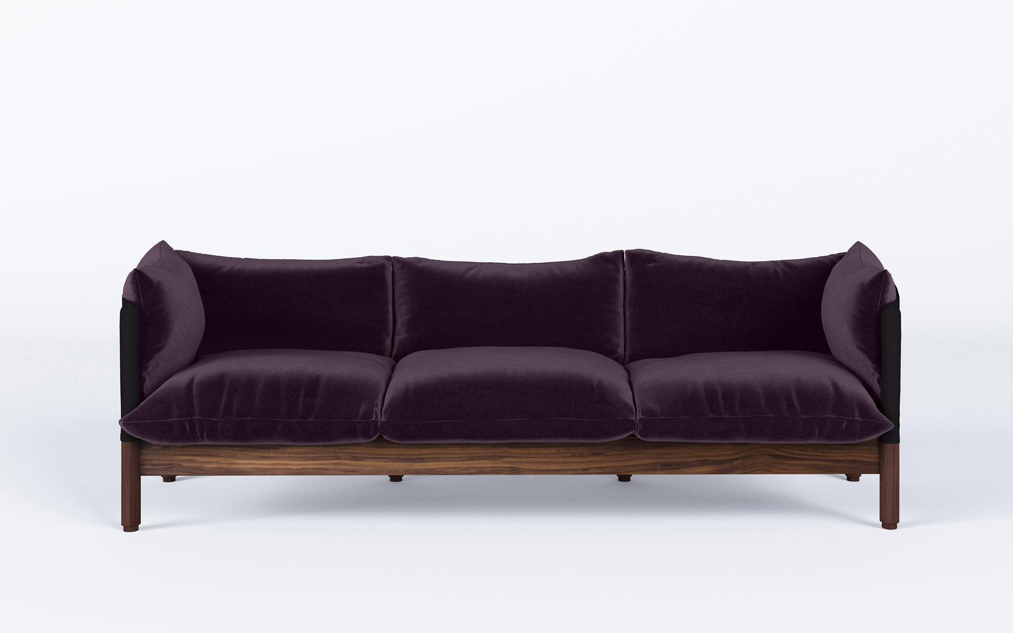 Tepee three seat sofa - walnut, black sling