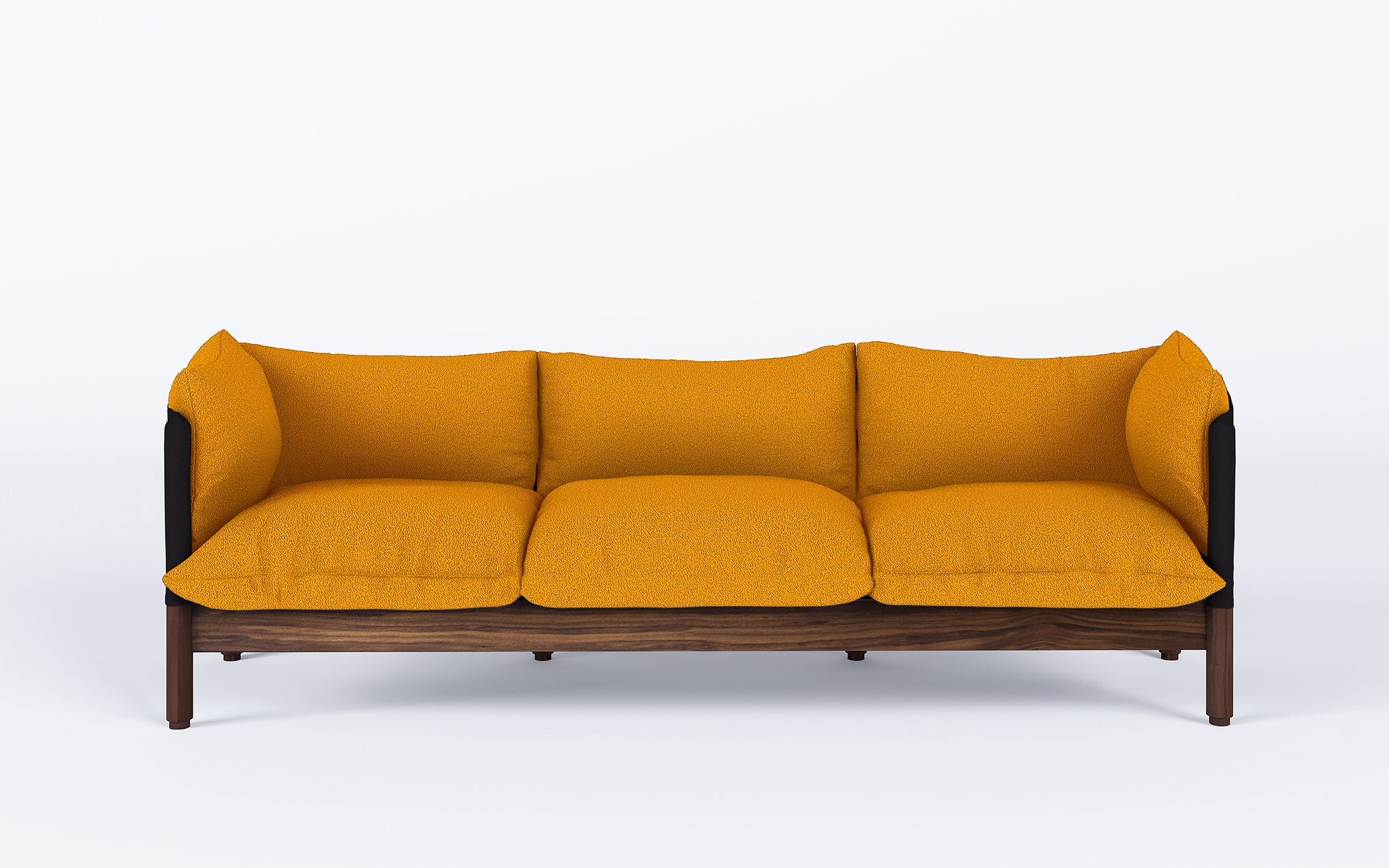 Tepee three seat sofa - walnut, black sling