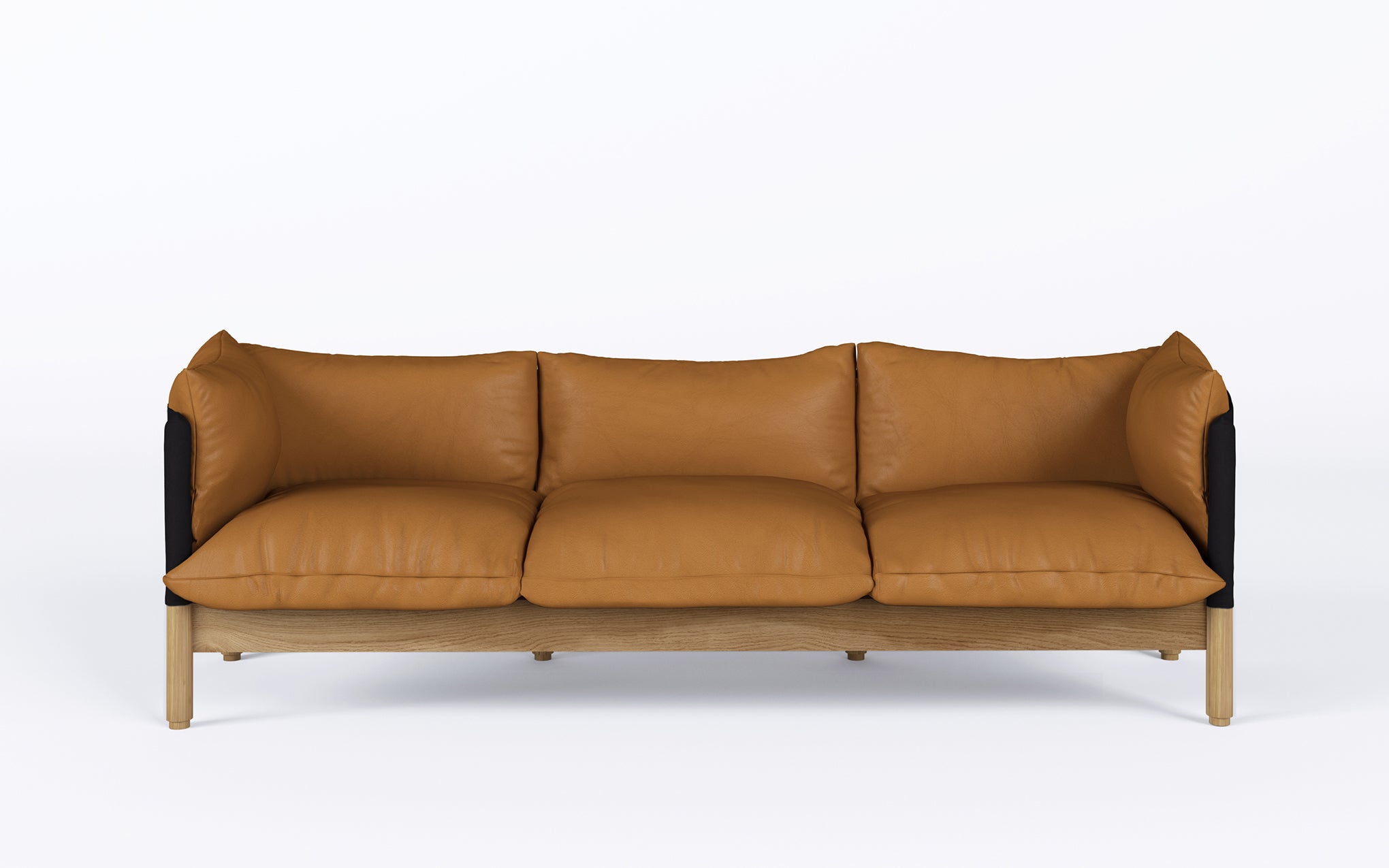 Tepee three seat sofa - oak, black sling