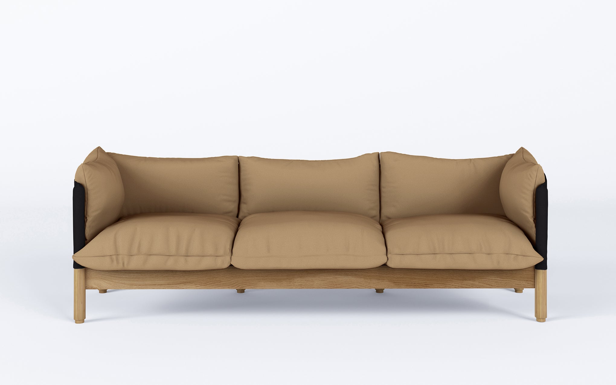 Tepee three seat sofa - oak, black sling