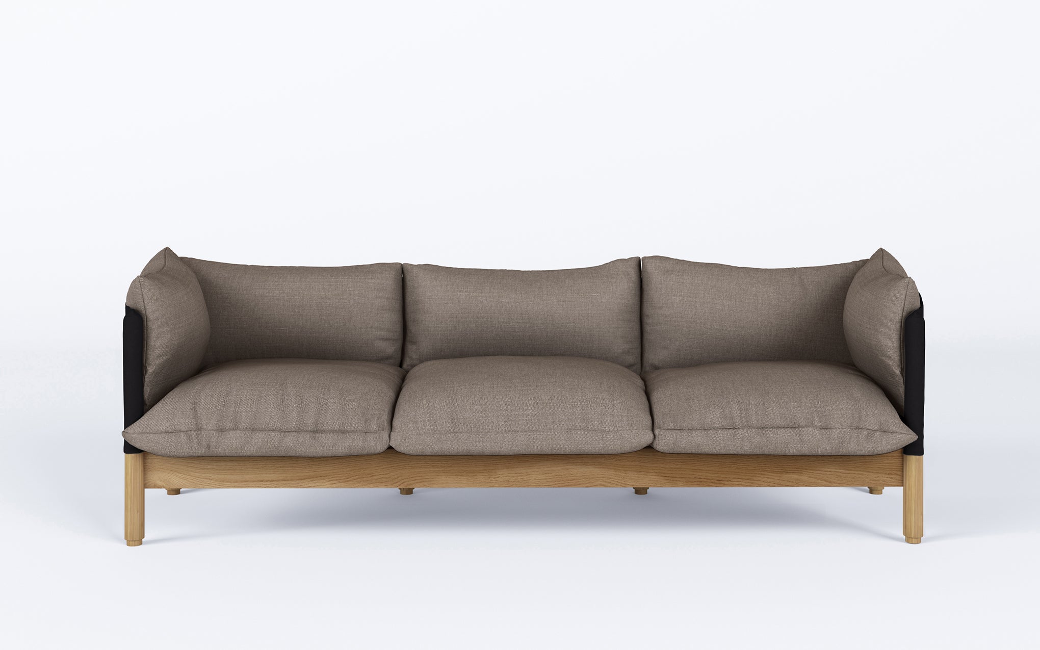 Tepee three seat sofa - oak, black sling