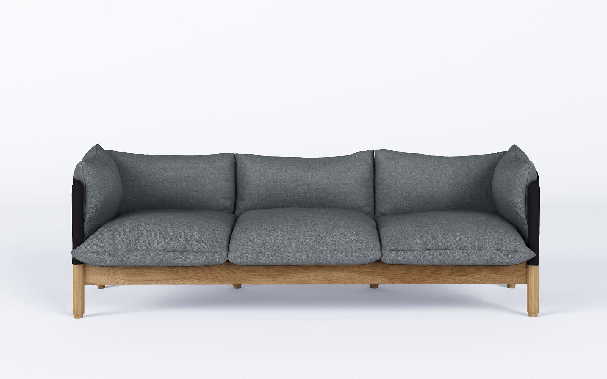 Tepee three seat sofa - oak, black sling