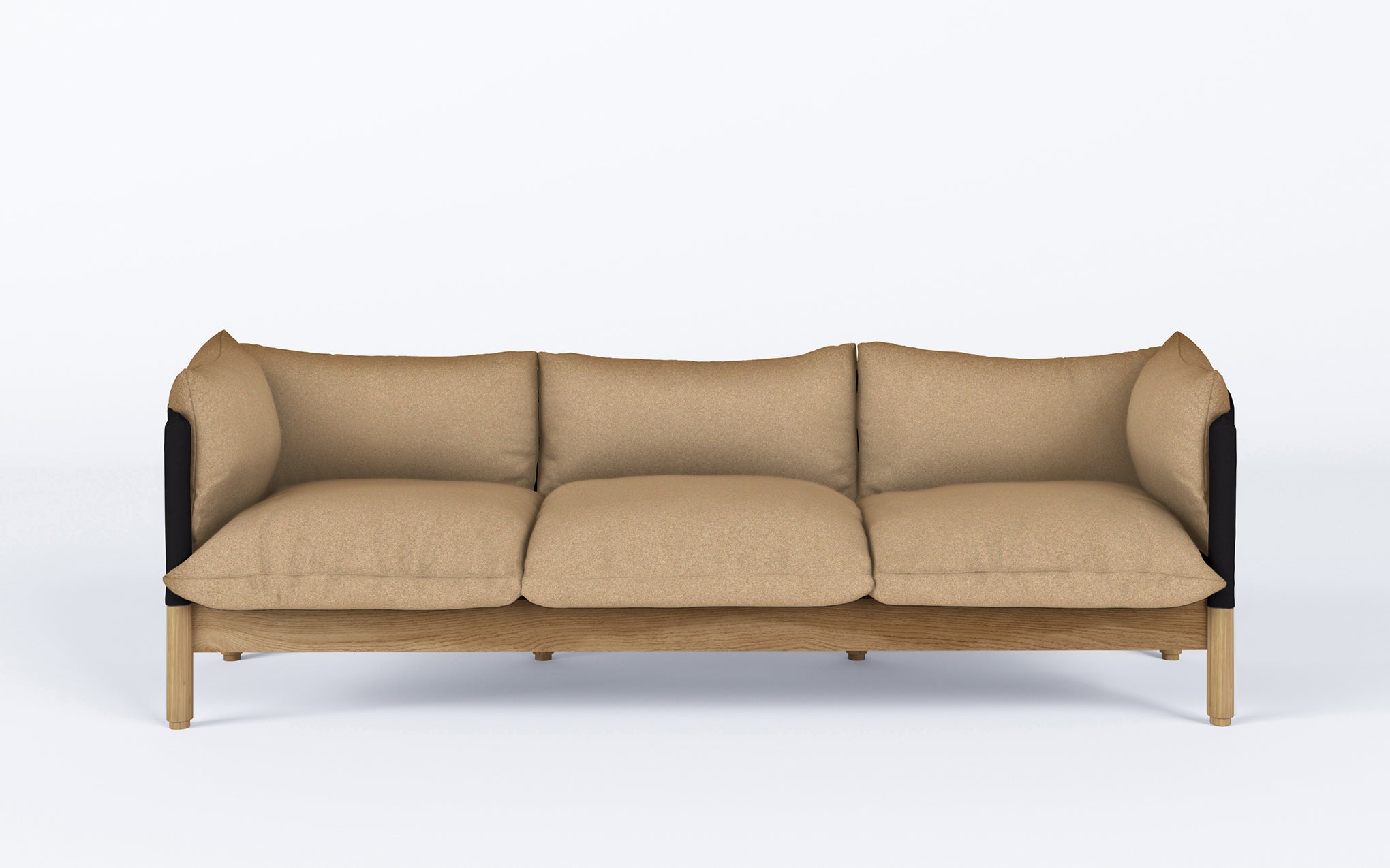 Tepee three seat sofa - oak, black sling