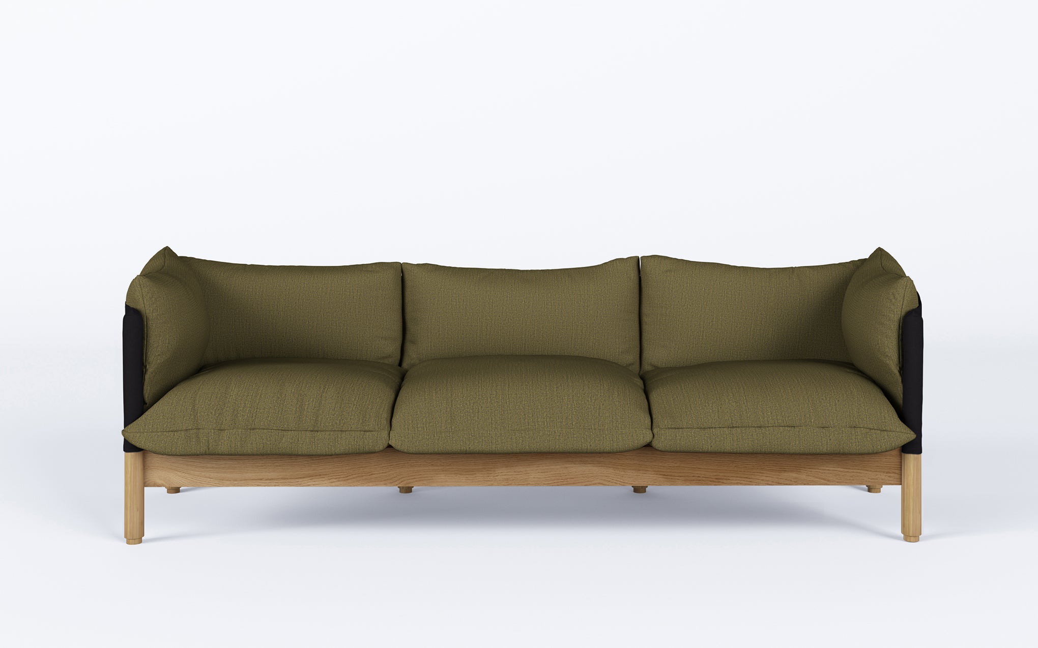 Tepee three seat sofa - oak, black sling