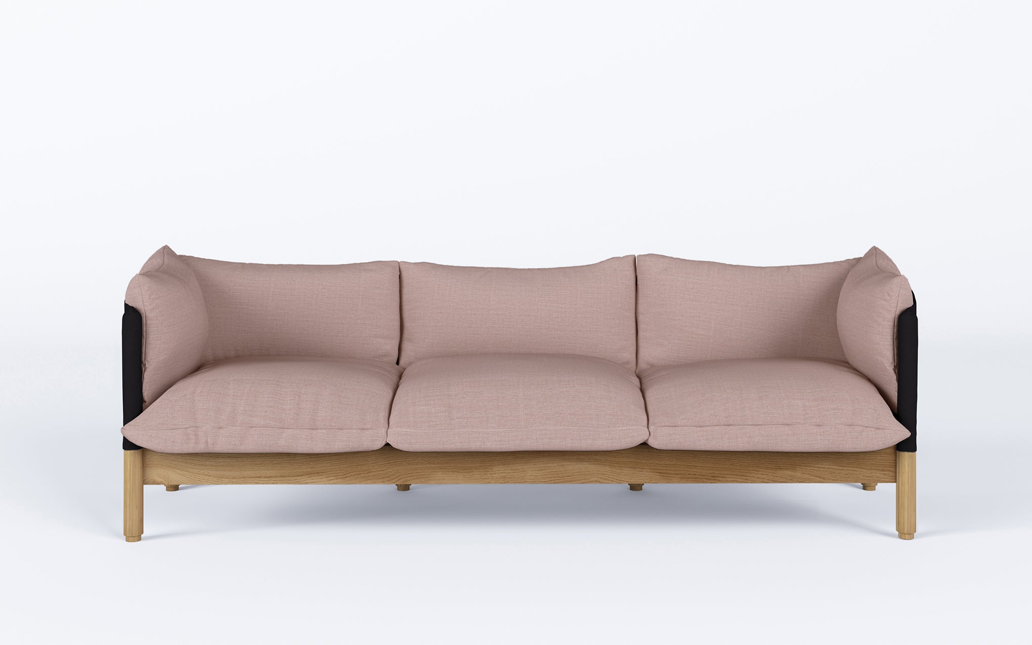 Tepee three seat sofa - oak, black sling