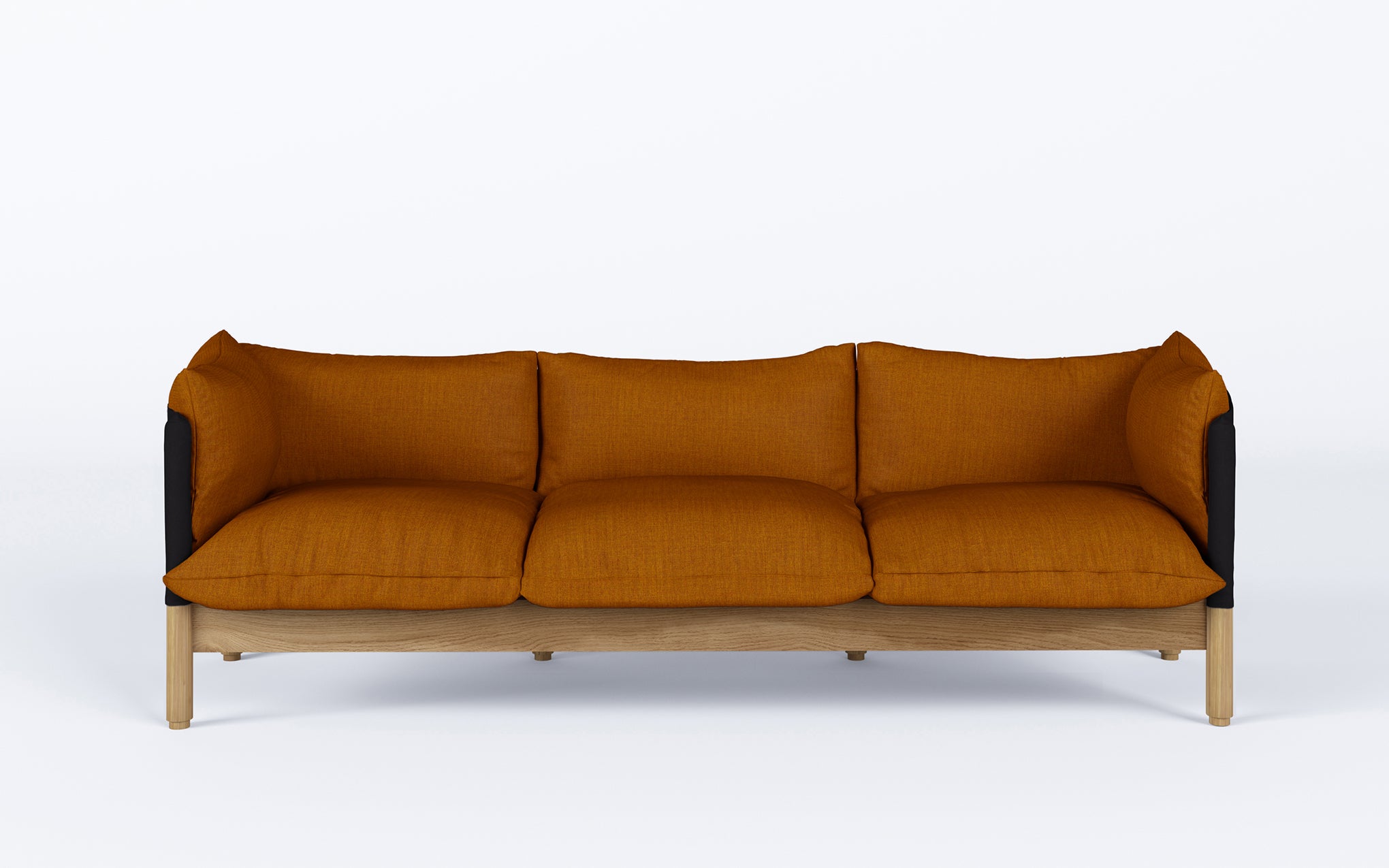 Tepee three seat sofa - oak, black sling